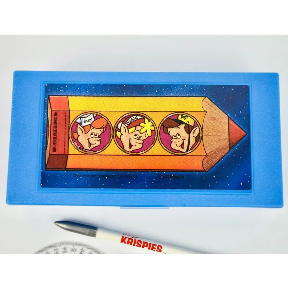 1982 Rice Krispies Blue Pencil Box with Contents